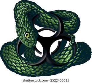 Green Snake Biohazard Serpent Tattoo Yellow eyes