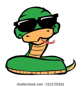 green snake in black sunglasses vector illustration wildlife reptile