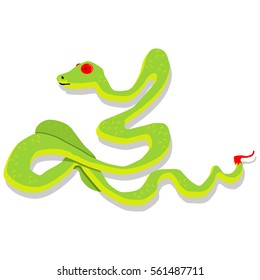 Green Snake Cartoon Character Vector Illustration Stock Vector (Royalty ...