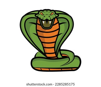 Green Snake Front View visualized with Simple Illustration