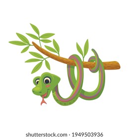 Green Snake Hanging On Tree Branch Stock Vector Royalty Free Shutterstock