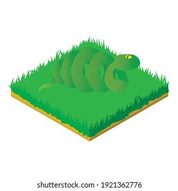 Green snake icon. Isometric illustration of green snake vector icon for web