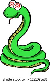 Green snake, illustration, vector on white background.