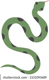 Green snake, illustration, vector on white background.