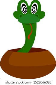 Green snake, illustration, vector on white background.