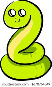 Green snake, illustration, vector on white background.