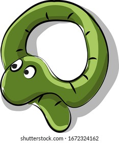 Serpiente verde, ilustración, vector sobre fondo blanco.