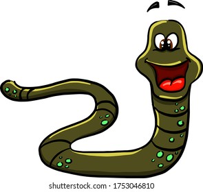 Green snake , illustration, vector on white background