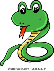 Green snake, illustration, vector on white background
