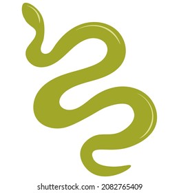 Green snake isolated on transparent background. Hand drawn doodle stylish trendy sketch. Boho. Vector illustraton for decor.