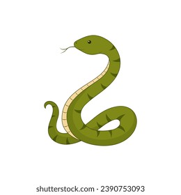 Serpiente verde aislada en un fondo blanco. Símbolo del Año Nuevo 2025. Ilustración del vector