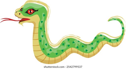 A green snake isolated on white background. Year of the Serpent. Vector illustration.