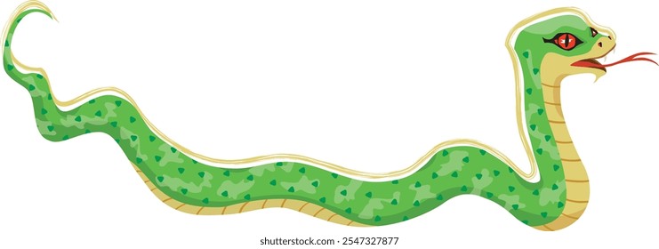 A green snake isolated on white background. Year of the Serpent. Vector illustration.