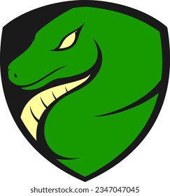 A Green Snake on a Shield Logo Design
