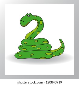 a green snake on a white background
