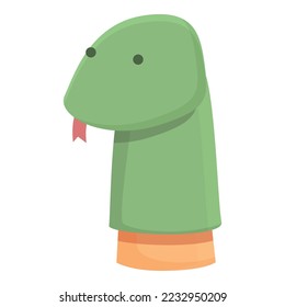 Green snake puppet icon cartoon vector. Show theatre. Play doll