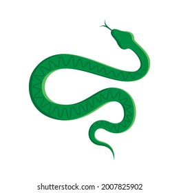 Green Snake Silhouette Icon Vector. Crawling Snake Icon Isolated On A White Background. Viper With A Zigzag Line Clip Art