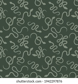 Green snake silhouette pattern. Sneak seamless repeat pattern design, vector repeat pattern.