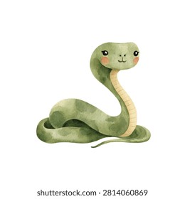 A green snake with a smiling face
