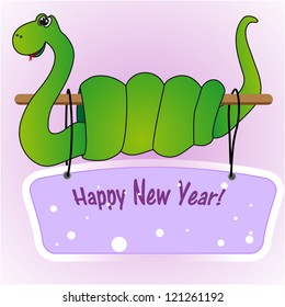 green snake space for text new year