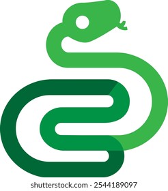 Green snake, symbol of 2025, stylish snake logo icon.