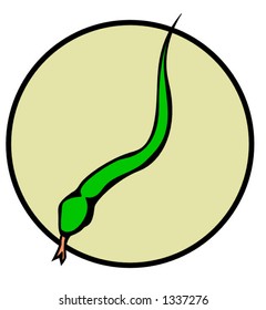 green snake with tongue out illustration
