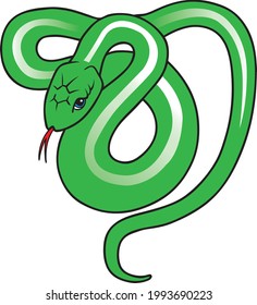 Green Snake Vector Illustration Isolated On Stock Vector (Royalty Free ...