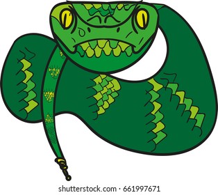 green snake with yellow scales