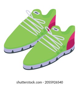 Icono de las zapatillas verdes. Isométrico icono vectorial de las zapatillas verdes para el diseño web aislado en fondo blanco