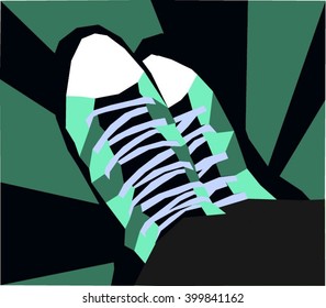 green sneakers mosaic vector