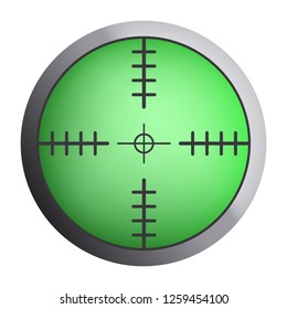 Green sniper crosshair icon. Realistic illustration of green sniper crosshair vector icon for web design