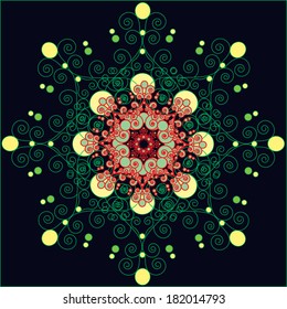 Green snowflake design/Green Bohemian snowflake design/Beautiful design