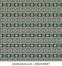 Green Snowflake fair isle pattern design for fashion textiles, knitwear and graphics