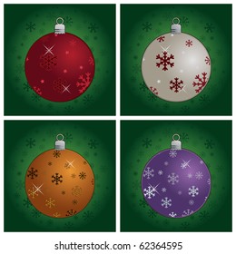 green snowflake seasonal cards with christmas decorations