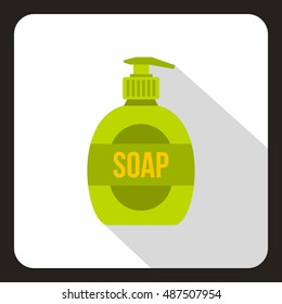 Green soap bottle icon in flat style on a white background vector illustration