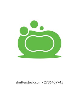 Green soap bubble with white outline and smaller bubbles
