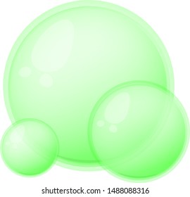 Green Soap bubbles. Cartoon Soap bubbles. Transparent Soap bubbles. Vector Soap bubbles.