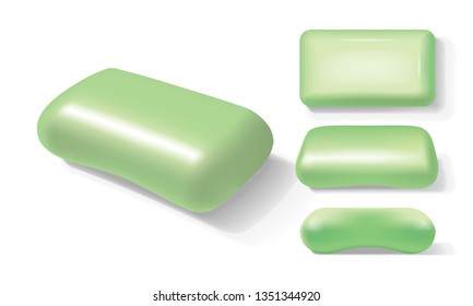 green soap from different sides on a white background vector