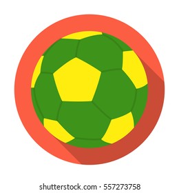 Green soccer ball icon in flat style isolated on white background. Brazil country symbol stock vector illustration.