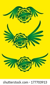 green soccer ball on yellow background vector art