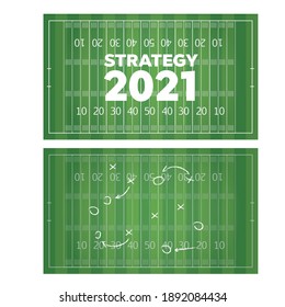 Green soccer field or football field. Football or soccer game strategy plan