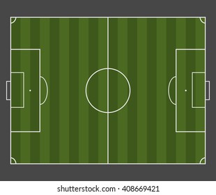 Green soccer field. Top view with white marking