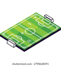 Green soccer field with white markings