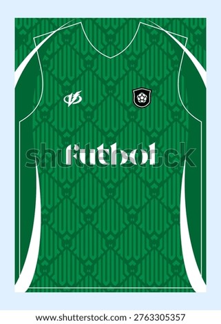 Green Soccer Jersey Design with Geometric Pattern and Futbol Text