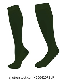Green soccer socks. vector illustration