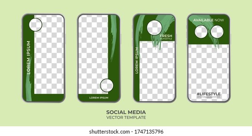 Green social media banner promotion template pack. eps 10  full vector image