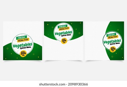 Green Social Media Banner Template Collection food restaurant cafe promotion