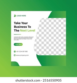 Green social media post design template or square web banner