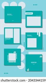 Green social media template for business vector design
