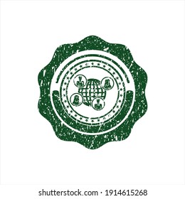 Green social network icon inside rubber texture. 
